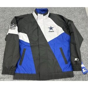 Dallas Cowboys STARTER Colorblock Windbreaker Jacket NFL Full Zip Snap -Men's XL
